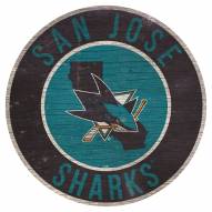 San Jose Sharks 12" Circle with State Sign