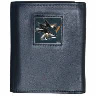 San Jose Sharks Deluxe Leather Tri-fold Wallet in Gift Box