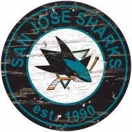 San Jose Sharks Distressed Round Sign