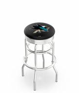 San Jose Sharks Double Ring Swivel Barstool with Ribbed Accent Ring