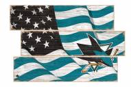 San Jose Sharks Flag 3 Plank Sign