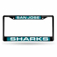 San Jose Sharks Laser Black License Plate Frame