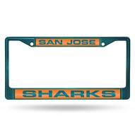 San Jose Sharks Laser Colored Chrome License Plate Frame