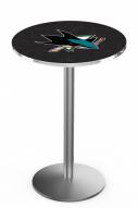 San Jose Sharks Stainless Steel Bar Table with Round Base