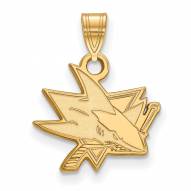 San Jose Sharks Sterling Silver Gold Plated Small Pendant