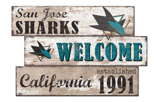 San Jose Sharks Welcome 3 Plank Sign