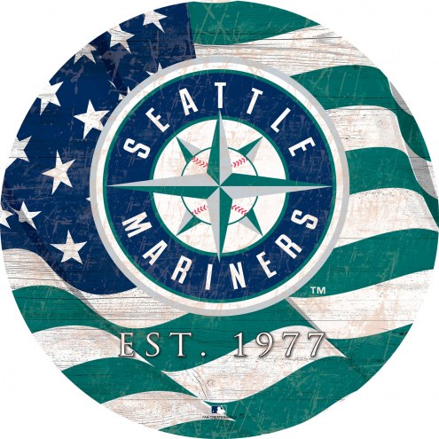 Seattle Mariners 12&quot; Team Color Flag Circle Sign