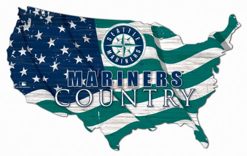 Seattle Mariners 15&quot; USA Flag Cutout Sign