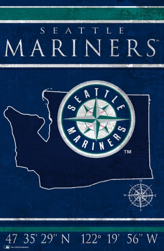 Seattle Mariners 17&quot; x 26&quot; Coordinates Sign