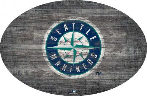 Seattle Mariners 46&quot; Distressed Wood Oval Sign