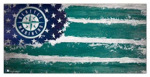 Seattle Mariners 6&quot; x 12&quot; Flag Sign