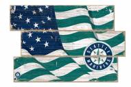 Seattle Mariners Flag 3 Plank Sign