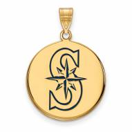 Seattle Mariners Sterling Silver Gold Plated Large Pendant