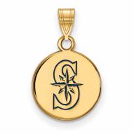 Seattle Mariners Sterling Silver Gold Plated Small Pendant