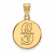 Seattle Mariners Sterling Silver Gold Plated Medium Disc Pendant