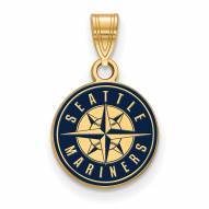 Seattle Mariners Sterling Silver Gold Plated Small Enameled Pendant