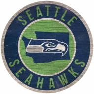 Seattle Seahawks 12" Circle with State Sign