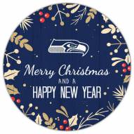 Seattle Seahawks 12" Merry Christmas & Happy New Year Sign
