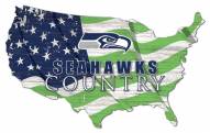 Seattle Seahawks 15" USA Flag Cutout Sign