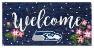 Seattle Seahawks 6" x 12" Floral Welcome Sign
