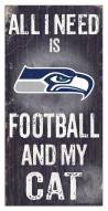 Seattle Seahawks 6" x 12" Football & My Cat Sign