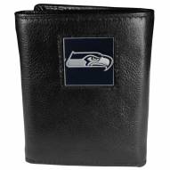 Seattle Seahawks Deluxe Leather Tri-fold Wallet in Gift Box