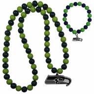 Seattle Seahawks Fan Bead Necklace and Bracelet Set