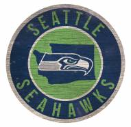 Seattle Seahawks Round State Wood Sign