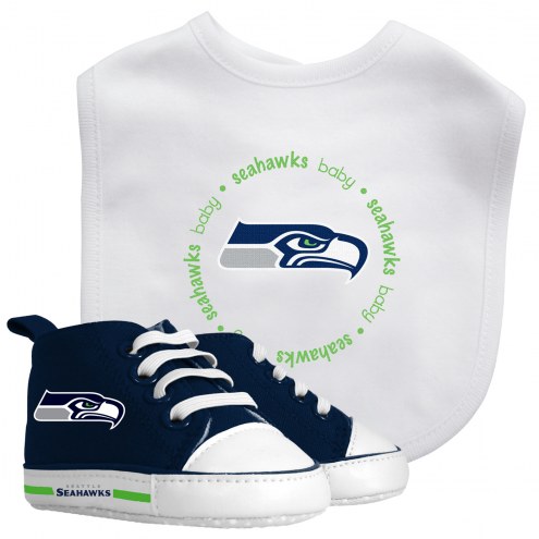 Seattle Seahawks Infant Bib & Shoes Gift Set