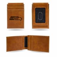 Seattle Seahawks Laser Engraved Brown Front Pocket Wallet