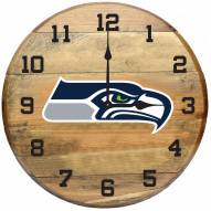 Seattle Seahawks Oak Barrel Clock