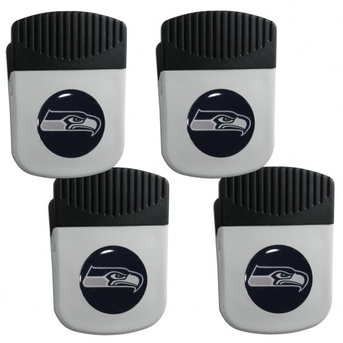 Seattle Seahawks 4 Pack Chip Clip Magnet with Bottle Opener