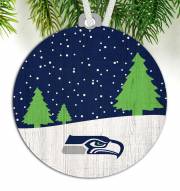Seattle Seahawks Snow Scene Ornament