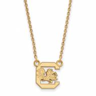 South Carolina Gamecocks Sterling Silver Gold Plated Small Pendant Necklace