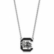 South Carolina Gamecocks Sterling Silver Large Enameled Pendant Necklace