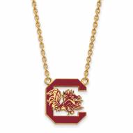 South Carolina Gamecocks Sterling Silver Gold Plated Large Pendant Necklace