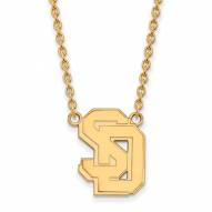 South Dakota Coyotes Sterling Silver Gold Plated Large Pendant Necklace