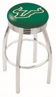 South Florida Bulls Chrome Swivel Barstool with Ribbed Accent Ring