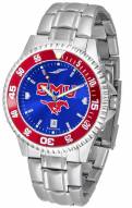 Southern Methodist Mustangs Competitor Steel AnoChrome Color Bezel Men's Watch