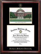 Southern Methodist Mustangs Gold Embossed Diploma Frame with Campus Images Lithograph
