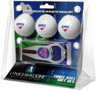 Southern Methodist Mustangs Golf Ball Gift Pack with Hat Trick Divot Tool