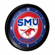 Southern Methodist Mustangs Ribbed Frame Wall Clock