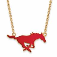 Southern Methodist Mustangs Sterling Silver Gold Plated Large Pendant Necklace