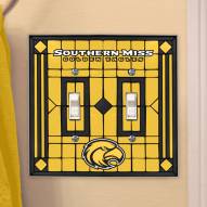 Southern Mississippi Golden Eagles Glass Double Switch Plate Cover