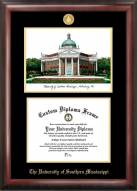 Southern Mississippi Golden Eagles Gold Embossed Diploma Frame with Campus Images Lithograph