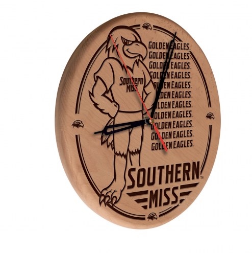 Southern Mississippi Golden Eagles Laser Engraved Wood Clock
