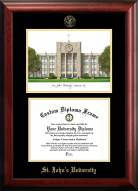 St. John's Red Storm Gold Embossed Diploma Frame with Campus Images Lithograph