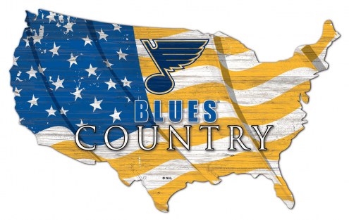 St. Louis Blues  15&quot; USA Flag Cutout Sign