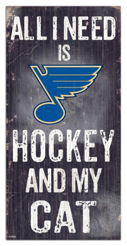 St. Louis Blues  6&quot; x 12&quot; Hockey & My Cat Sign