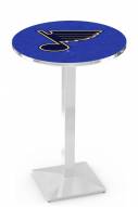 St. Louis Blues Chrome Bar Table with Square Base